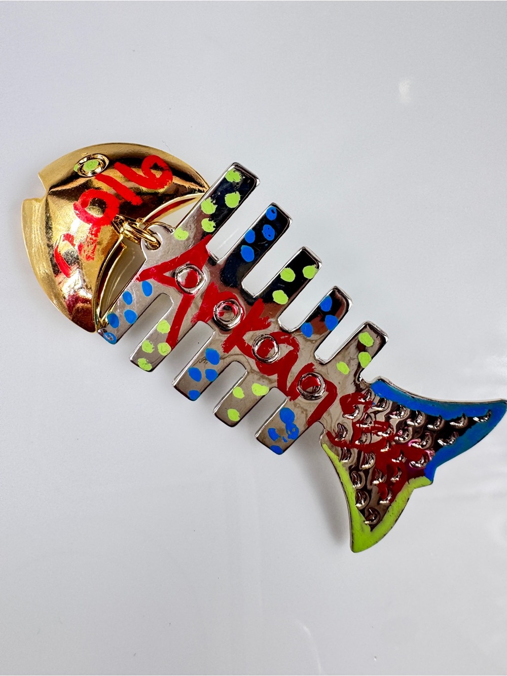 “ ARKANSAS “Colorful Fishbone Enamel Pin - Neon Green, Blue, Red